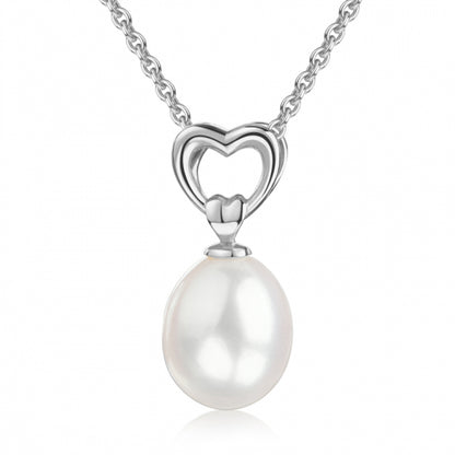Collier mit Anhänger Herz/SW-Zuchtperle Silber 925/000