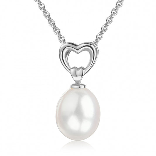 Collier mit Anhänger Herz/SW-Zuchtperle Silber 925/000