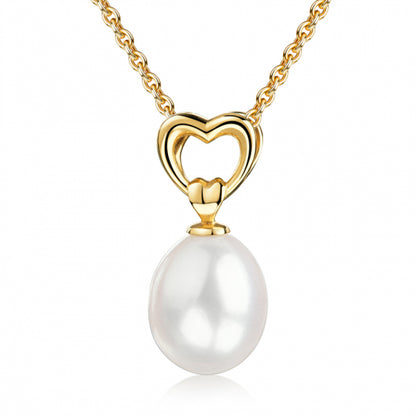 Collier mit Anhänger Herz/SW-Zuchtperle 10 Milliemes vergoldet Silber 925/000