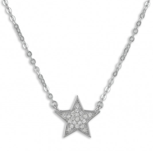 Collier Stern mit 18 Zirkonia Echt Silber 925/000