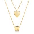 Collier 2-rhg. mit Herz & Würfel Silber 925/000 vergoldet