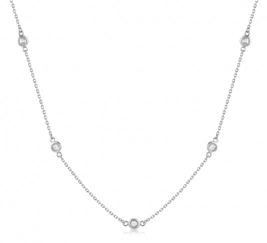 Collier mit 5 Zirkonia Silber 925/000 rhodiniert