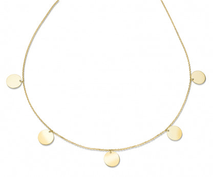 Collier Vergoldet mit 5 Plättchen 10mm Silber 925/000 vg.