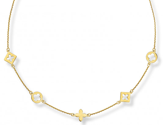 Collier mit 5 floralen Anhänger Silber 925/000 vergoldet