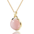 Collier mit Anhänger Chalcedon rosa Silber 925/000 10 Milliemes vergoldet
