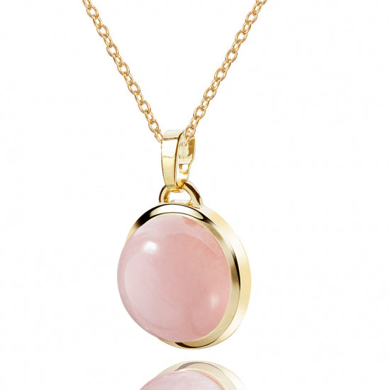Collier mit Anhänger Chalcedon rosa Silber 925/000 10 Milliemes vergoldet