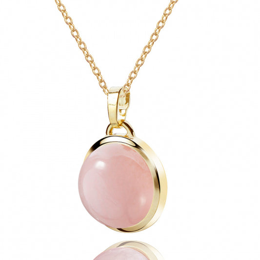 Collier mit Anhänger Chalcedon rosa Silber 925/000 10 Milliemes vergoldet