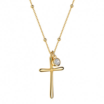 Collier mit Kreuz/Zirkonia Silber 925/000 vergoldet