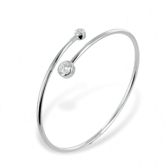 Armreif mit 2 Zirkonia 4/6mm Silber 925/000