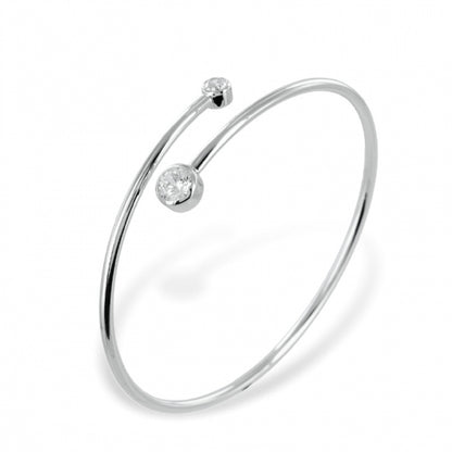 Armreif mit 2 Zirkonia 4/6mm Silber 925/000