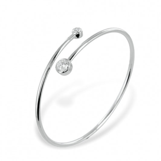 Armreif mit 2 Zirkonia 4/6mm Silber 925/000