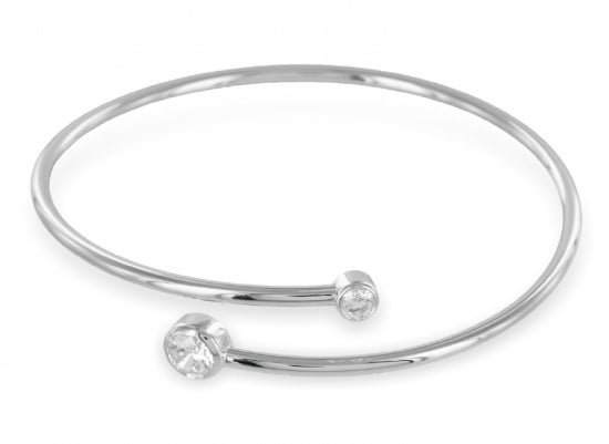 Armreif mit 2 Zirkonia 4/6mm Silber 925/000