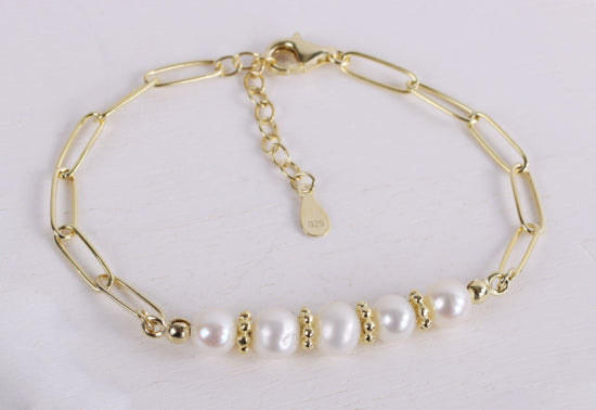 Fußkette mit SW-Zuchtperlen Silber 925/000 vergoldet
