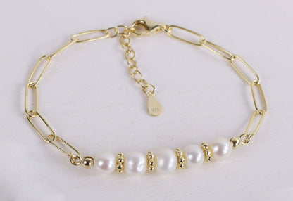 Fußkette mit SW-Zuchtperlen Silber 925/000 vergoldet