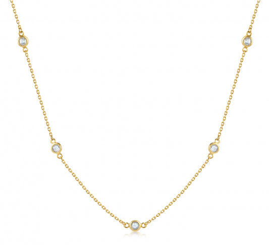 Collier mit 5 Zirkonia Silber 925/000 vergoldet