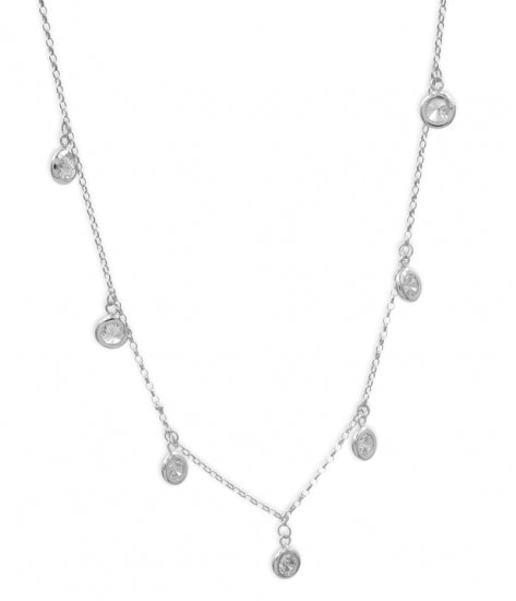 Collier mit 7 Zirkonia 38+5cm Silber 925/000