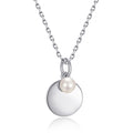 Collier mit Gravurplatte Ø 11.5mm und Süßwasser-Zuchtperle Ø 4.5mm Silber 925/000