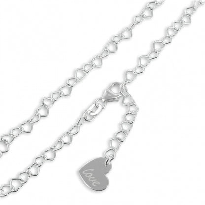 Fußkette Herzen LOVE Echt Silber 925/000