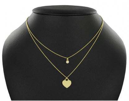 Collier 2-rhg. Herz/Zirkonia Silber 925/000 vergoldet
