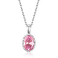 Collier mit Anhänger oval Zirkonia pink Silber 925/000