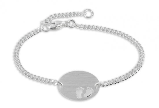 Schildarmband mit Babyfüße Silber 925/000