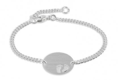 Schildarmband mit Babyfüße Silber 925/000