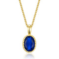 Collier mit Anhänger oval Zirkonia London Blue Silber 925/000 vergoldet