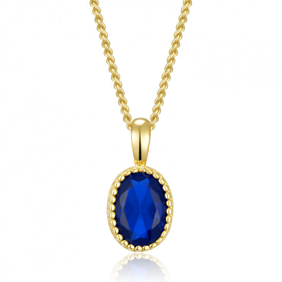 Collier mit Anhänger oval Zirkonia London Blue Silber 925/000 vergoldet