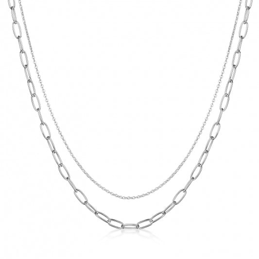 Collier in Layer-Optik Anker/Anker weit 40+5cm Silber 925/000