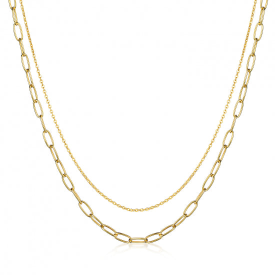Collier in Layer-Optik Anker/Anker weit 40+5cm Silber 925/000 vergoldet