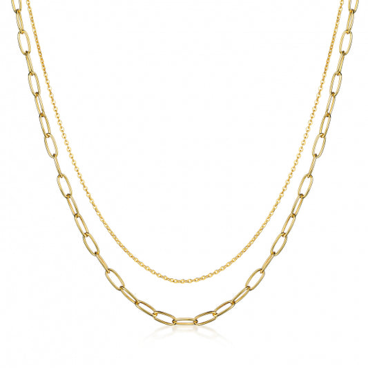 Collier in Layer-Optik Anker/Anker weit 40+5cm Silber 925/000 vergoldet