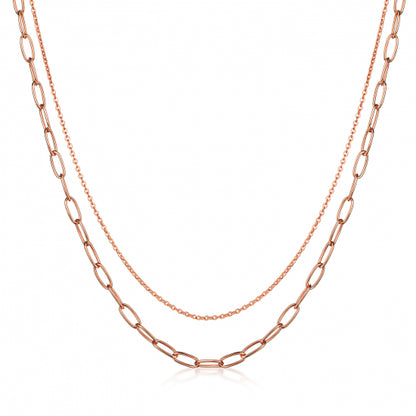 Collier in Layer-Optik Anker/Anker weit 40+5cm Silber 925/000 rosé vergoldet