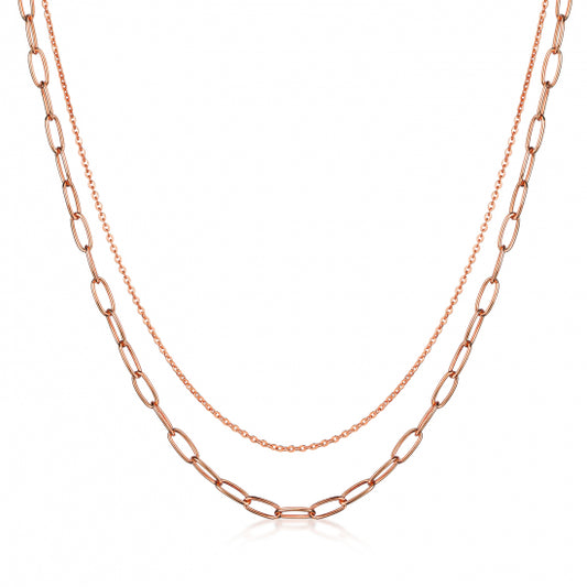 Collier in Layer-Optik Anker/Anker weit 40+5cm Silber 925/000 rosé vergoldet
