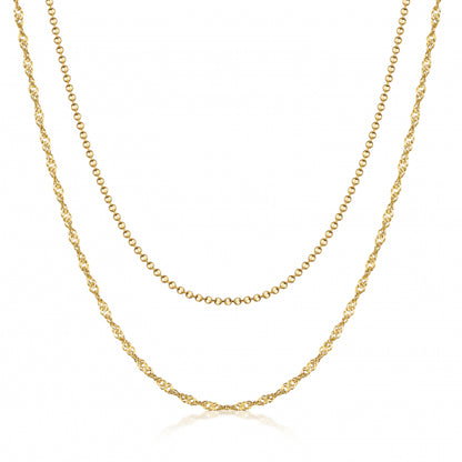 Collier in Layer-Optik Singapur/Kugelkette 40+5cm Silber 925/000 vergoldet