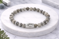 Lovebird Armband Jaspis grau Edelstahl