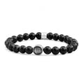 Frank 1967 Armband Achat schwarz matt 6mm breit Edelstahl