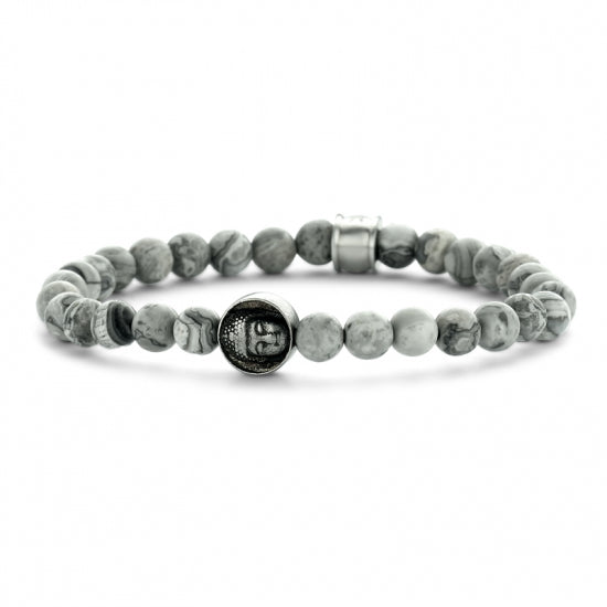 Frank 1967 Armband Landschaftsjaspis matt 6mm breit Edelstahl