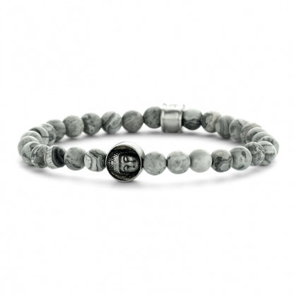 Frank 1967 Armband Landschaftsjaspis matt 6mm breit Edelstahl
