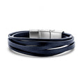 Frank 1967 Armband Echt Leder blau 5-rhg. Edelstahl
