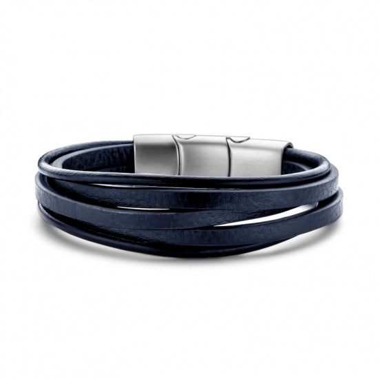 Frank 1967 Armband Echt Leder blau 5-rhg. Edelstahl