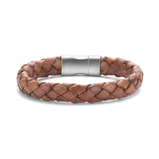 Frank 1967 Armband Echt Leder hellbraun 11mm breit Edelstahl