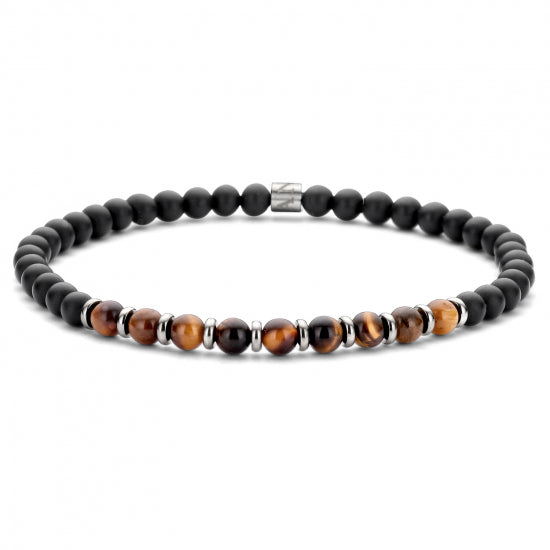 Frank 1967 Armband Achat / Tigerauge 4mm breit Edelstahl IPS