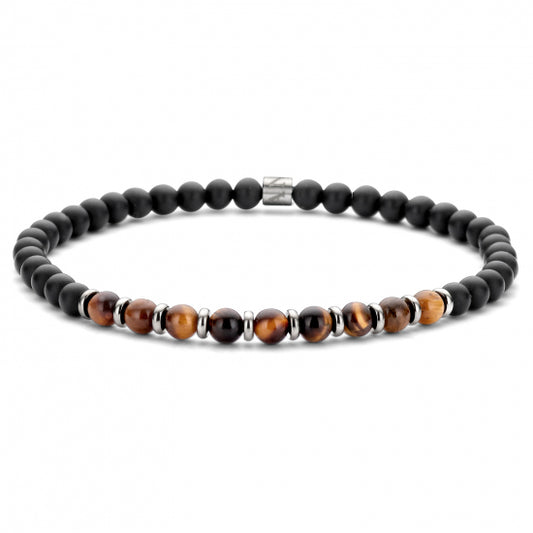 Frank 1967 Armband Achat / Tigerauge 4mm breit Edelstahl IPS