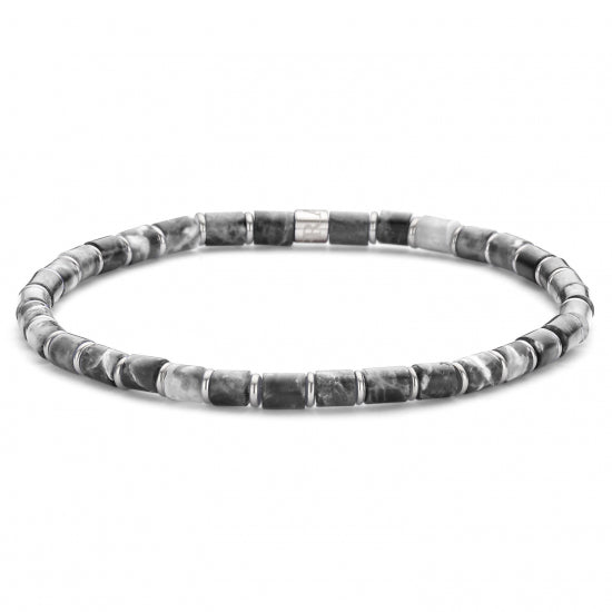 Frank 1967 Armband grauer Jaspis 4mm breit Edelstahl IPS