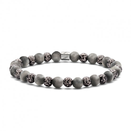 Frank 1967 Armband grauer Jaspis 6mm breit Edelstahl