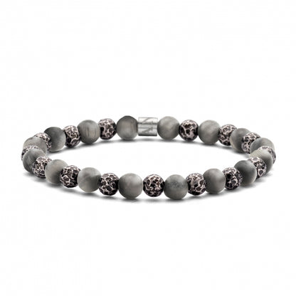 Frank 1967 Armband grauer Jaspis 6mm breit Edelstahl