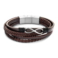 Frank 1967 Armband Echt Leder braun 4-rhg. mit Infinity Edelstahl