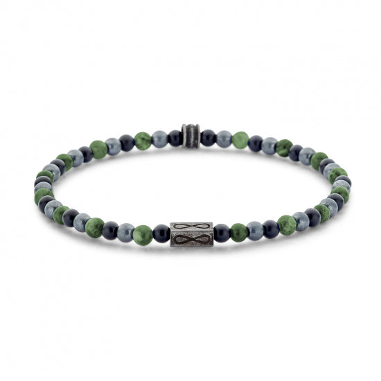 Frank 1967 Armband grüner Achat, Hämatit und schwarzer Achat 4mm breit Edelstahl