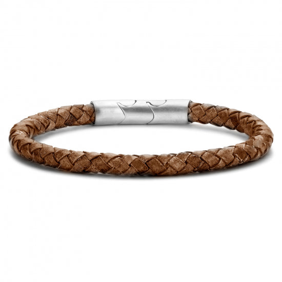 Frank 1967 Armband Echt Leder hellbraun 6mm breit Edelstahl