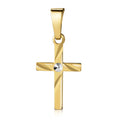 Anhänger Kreuz glanz/diamantiert 13mm Silber 925/000 vergoldet Bicolor